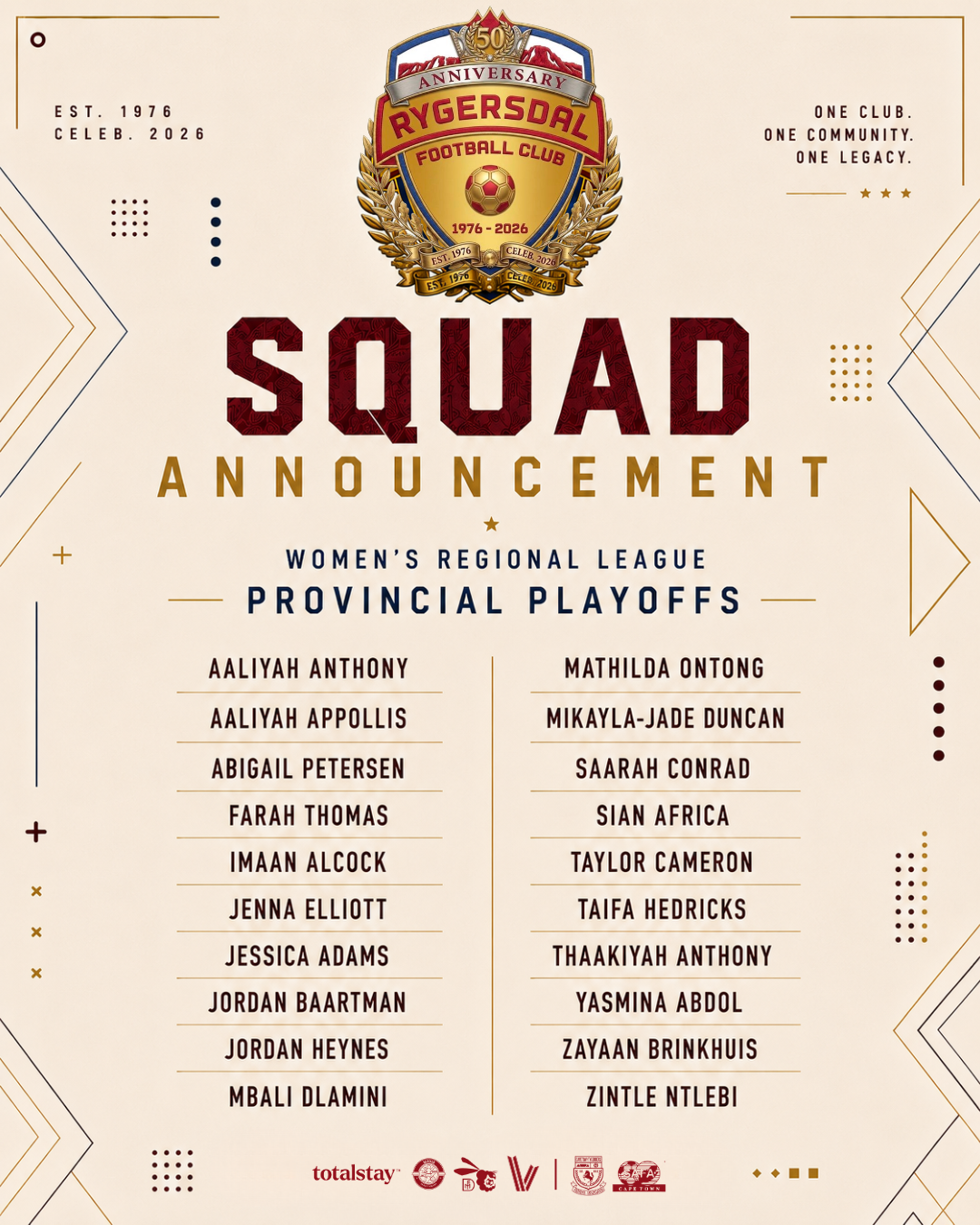 Ladies Playoff Squad